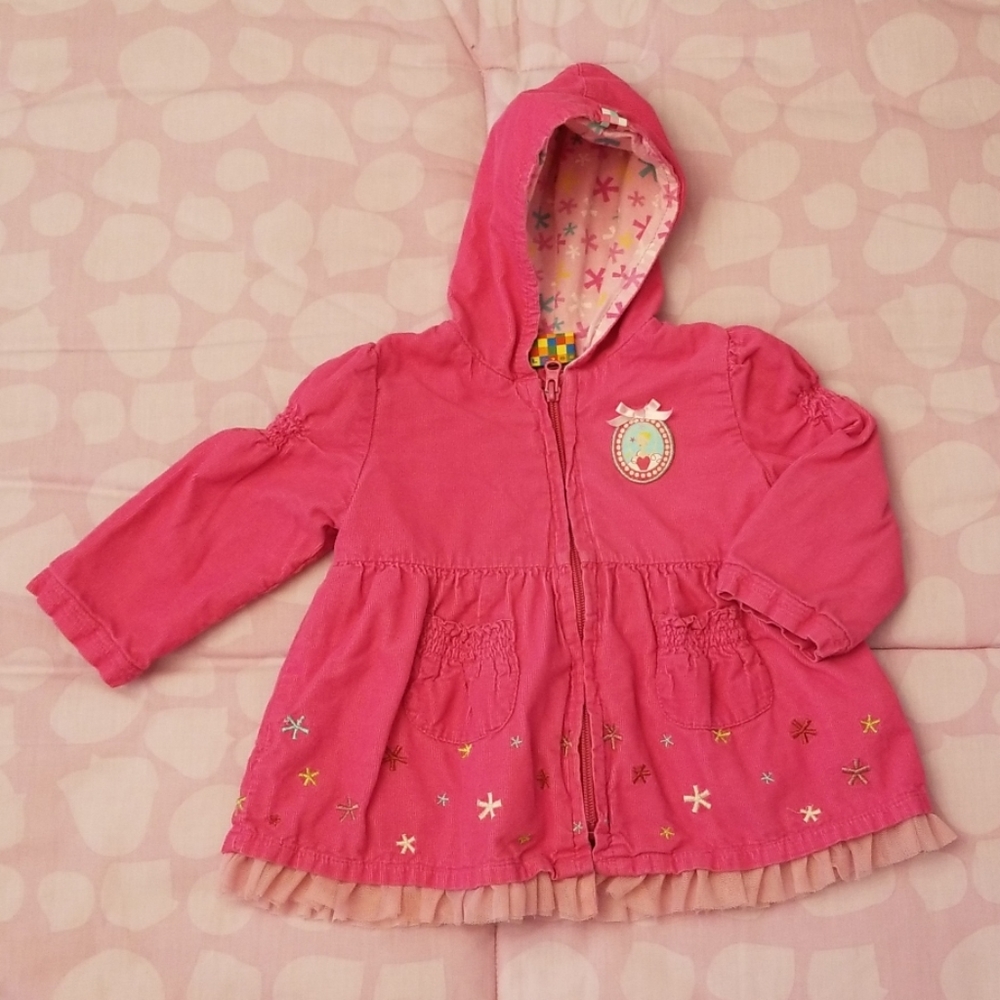Baby Girl Pink Corduroy Jacket with Tulle Hem